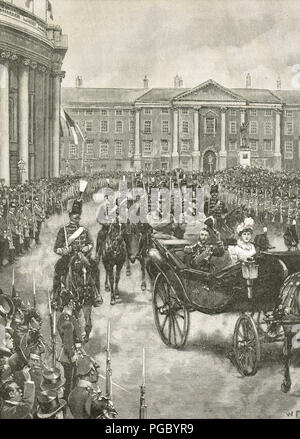 Visite du duc et de la Duchesse de York, Dublin, Irlande, 1897, Prince George, plus tard le roi George V, et de la princesse Mary de Teck, plus tard reine consort Banque D'Images