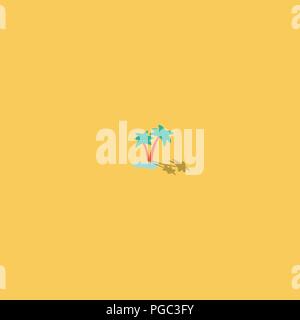 Lac oasis du désert avec deux palmiers au milieu du sable à perte vector illustration papier peint poster concept isolated on white Illustration de Vecteur