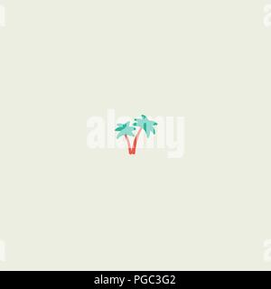 Lac oasis du désert avec deux palmiers au milieu du sable à perte vector illustration papier peint poster concept isolated on white Illustration de Vecteur