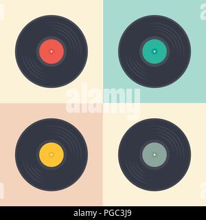 Vinyl records albums de musique rétro modèle homogène dans le style pop art collection vector illustration Illustration de Vecteur