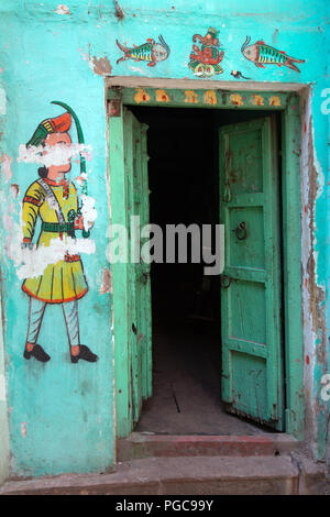 Porte de haveli à Udaipur, Rajasthan, Inde Banque D'Images