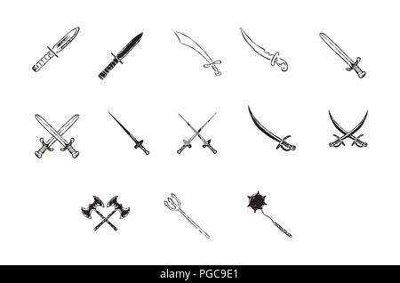 Armes et armes blanches anciennes Illustration de Vecteur