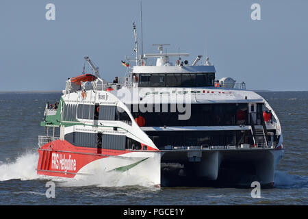 Highspeed-Ferry Halunder Jet revenant à Cuxhaven de Helgoland Banque D'Images