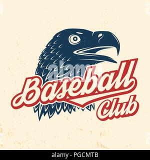 Baseball Club badge. Vector illustration. Concept pour chemise ou d'un logo, d'impression, de timbres ou de pièce en t. Design typographie vintage avec le golden eagle et baseball club silhouette du texte. Illustration de Vecteur