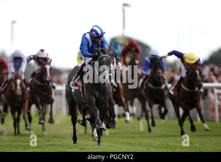Muntahaa monté par Jim Crowley remporte le Sky Bet Ebor handicap lors de Sky Bet Ebor Jour du Yorkshire Ebor Festival à l''hippodrome de York. Banque D'Images
