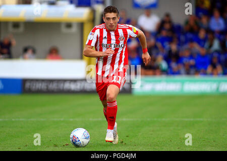 Surrey, UK. 25 août 2018. Lynden Gooch de Sunderland en action. L'EFL Skybet un match de football, l'AFC Wimbledon v Sunderland au Cherry Red Records Stadium de Kingston upon Thames, Surrey le samedi 25 août 2018. Cette image ne peut être utilisé qu'à des fins rédactionnelles. Usage éditorial uniquement, licence requise pour un usage commercial. Aucune utilisation de pari, de jeux ou d'un seul club/ligue/dvd publications. pic par Steffan Bowen/Andrew Orchard la photographie de sport/Alamy live news Banque D'Images