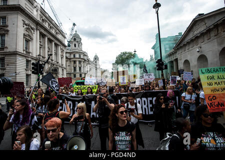 London, Londres, Royaume-Uni. 24 Juin, 2018. Une foule immense est perçu au cours de la marche.Les droits de l'Animal officiel Mars est une vegan annuel fondé par Mars UK organisation de défense des droits des animaux une surtension. La marche passe à travers les rues de Londres, demandant la fin de tous les animaux de l'oppression. Credit : Brais G. Rouco SOPA/Images/ZUMA/Alamy Fil Live News Banque D'Images