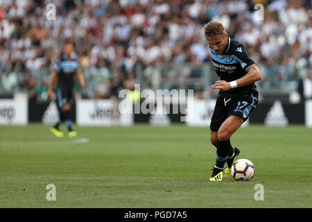 Torino, Italie. 25 août, 2018. Ciro immobile de SS Lazio en action au cours de la série d'un match de football entre la Juventus et SS Lazio. Crédit : Marco Canoniero / Alamy Live News . Crédit : Marco Canoniero/Alamy Live News Banque D'Images