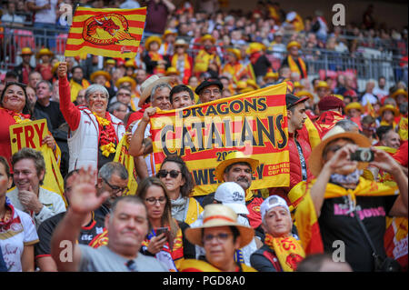 Londres, Royaume-Uni. Août 25, 2018. 25 août 2018 , Wembley, Londres, Angleterre;Ladbrokes Challenge Cup 2018 Finale, les Catalans v Warrington ; Visages dans la foule : Crédit News Images /Alamy Live News Banque D'Images