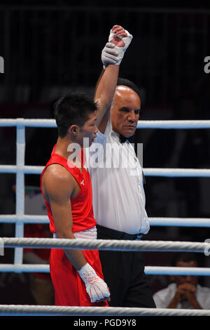 Jakarta, Indonésie. Credit : MATSUO. Août 24, 2018. Ryomei Tanaka (JPN) Boxing : Men's Fly (52kg) à Grand City Convention & Exhibition Centre Kemayoran Hall C pendant les Jeux asiatiques 2018 Palembang Jakarta à Jakarta, Indonésie. Credit : MATSUO .K/AFLO SPORT/Alamy Live News Banque D'Images