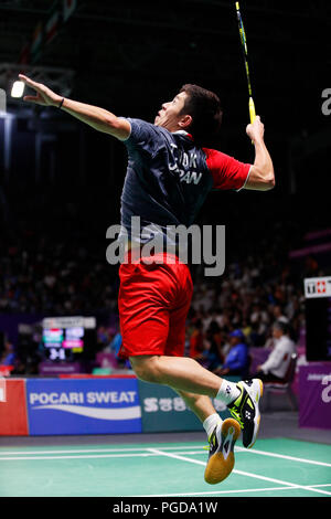 Jakarta, Indonésie. Août 24, 2018. Takuro le hoki (JPN) Badminton Double mixte : 16 ronde au stade Bung from Jakarta Istora pendant le 2018 Jeux Asiatiques de Palembang à Jakarta, Indonésie . Credit : Naoki Morita/AFLO SPORT/Alamy Live News Banque D'Images