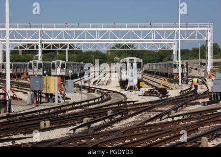 Ltc ligne rouge Howard Street public gare de triage et sur une journée ensoleillée à Chicago, Illinois. Banque D'Images