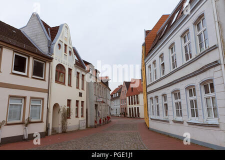 Schleswig, en Allemagne, en décembre 2017, vue d'une rue de la vieille ville Banque D'Images