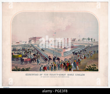 Exécution de la trente-huit Indiens Sioux, à Mankato, Minnesota, décembre, 26, 1862 Banque D'Images