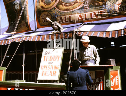 Barker à la base à la California State Fair, Rutland, VT - Septembre 1941 Banque D'Images