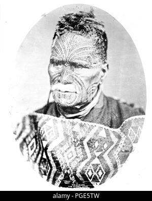 Tawaiho, le roi maori de Nouvelle-Zélande, tête-et-épaules portrait, face à légèrement à gauche. 1900-1923 Banque D'Images