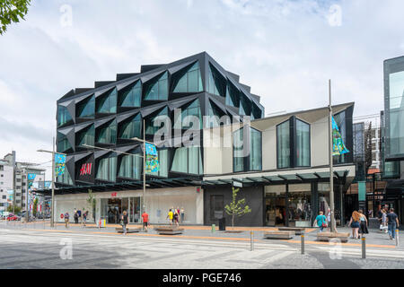 Christchurch, Nouvelle-Zélande - le 21 janvier 2018 : Nouveau bâtiment moderne magasin de vêtements à Christchurch Banque D'Images