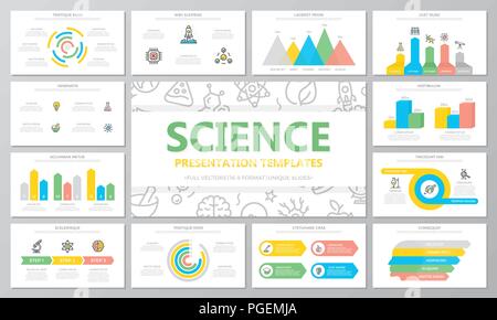 La science et la recherche de modèles de présentation et des infographies éléments sur fond blanc. Pour l'entreprise, rapport annuel, dépliant, corporate marketing, brochure, publicité, brochure. Illustration de Vecteur