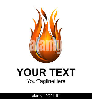 Concept abstract design flamme feu ball modèle logo en orange et gris Banque D'Images