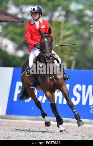 Jakarta, Indonésie. Credit : MATSUO. Août 26, 2018. Ryuzo Kitajima (JPN) Equitation : Concours Complet Saut d'obstacles individuel de l'équipe au Parc équestre international de Jakarta au cours de la 2018 Jeux Asiatiques Palembang Jakarta à Jakarta, Indonésie. Credit : MATSUO .K/AFLO SPORT/Alamy Live News Banque D'Images