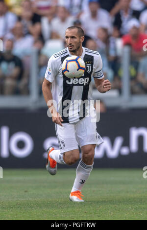 Turin, Italie. Août 25, 2018. Giorgio Chiellini (Juventus) au cours de l'Italien 'Serie' un match entre la Juventus Lazio 2-0 au Stade Allianz le 24 août 2018 à Turin, Italie. (Photo de Maurizio Borsari/AFLO) Credit : AFLO Co.,Ltd/Alamy Live News Banque D'Images