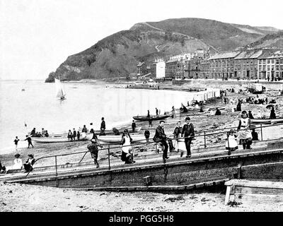 Plage d'Aberystwyth, début des années 1900 Banque D'Images