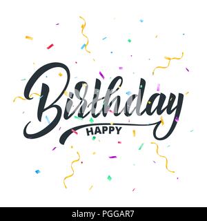 Joyeux anniversaire typographie lettrage pour carte de vœux. Maison de vacances carte invitation anniversaire Illustration de Vecteur