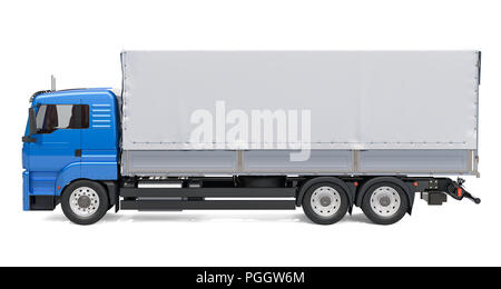 Camion avec système de bâches à van. Le rendu 3D isolé sur fond blanc Banque D'Images