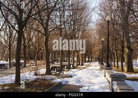 La neige fond après la première neige d'automne. Banque D'Images