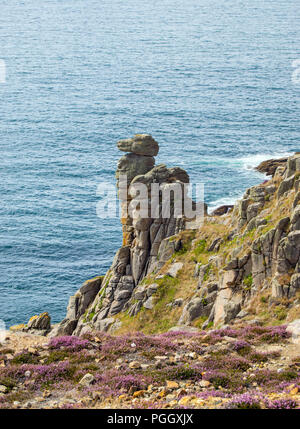 Bishop's Rock, près de Cornwall, UK Porthleven Banque D'Images