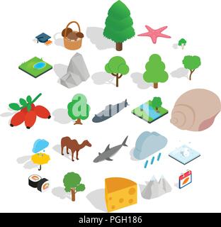 Animal Planet icons set, style isométrique Illustration de Vecteur