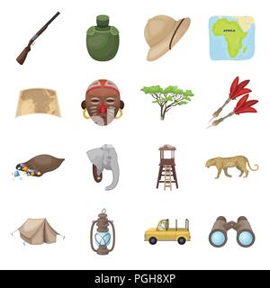 ,Animal,Afrique,sac,jumelles,voiture collection,dessin,défense,dart,diamants,elephant,équipement,animation,jaugée, chapeau,hobby,chasse,chasseur,illustration,isolé,lampe,kérosène,leopard,site,mask,nature,Safari,fusil,savanna,savannah,épouvantail,set,signer,symbole,lance,tente,territoire,les voyages,arbre,tribu,trophée tropiques,eau,tour,sauvage,vecteurs vecteur , Illustration de Vecteur