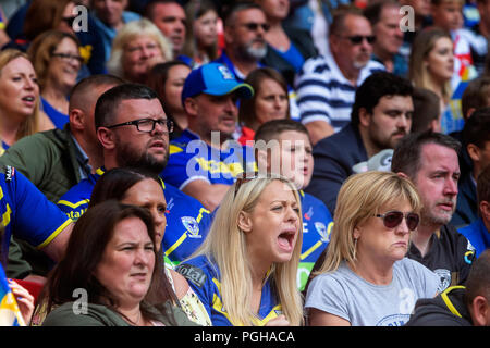 Samedi 25 août 2018 - La 117e édition de la Coupe du Défi de Ladbrokes finale de ligue de rugby au stade de Wembley entre Warrington Wolves (le fil) Banque D'Images