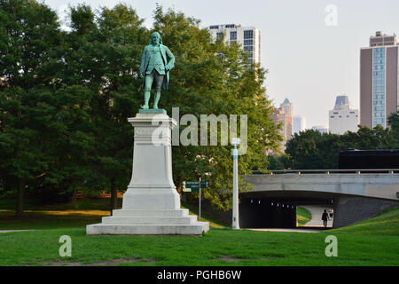 1896 La statue de Benjamin Franklin commandé par l'éditeur du Chicago Tribune Joseph Medill, situé non loin de LaSalle Drive in Chicago's Lincoln Park. Banque D'Images