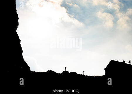 Allgäuer Alpen : Prinz-Luitpold-Haus, randonneur, Schwaben, Allgäu, souabe, Bayern, Bavière, Allemagne Banque D'Images