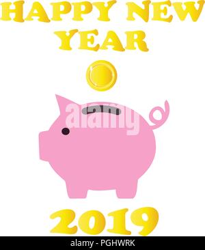 Vector illustration d'une tirelire nouvelle année 2019 Illustration de Vecteur