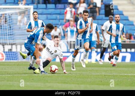 Espagne - 26 août : RCD Espanyol defender Mario Hermoso (22) pendant le match entre l'Espanyol v Valence pour le round 2 de la Liga Santander, jouée au stade Cornella-El Prat le 26 août 2018 à Barcelone, Espagne. (Crédit : Urbanandsport / Cordon Press) Credit : CORDON PRESS/Alamy Live News Banque D'Images