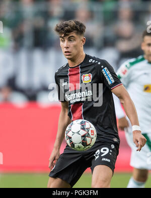 Düsseldorf, Deutschland. Août 25, 2018. Kai HAVERTZ (LEV) action. Soccer 1.Bundesliga, 1.journée Borussia Mönchengladbach, (MG) - Bayer 04 Leverkusen (LEV) 2 : 0, 25/08/2018 au Borussia Mönchengladbach/Allemagne. # #  DFL règlement interdit toute utilisation des photographies comme des séquences d'images et/ou quasi-vidéo # #  | Conditions de crédit dans le monde entier : dpa/Alamy Live News Banque D'Images