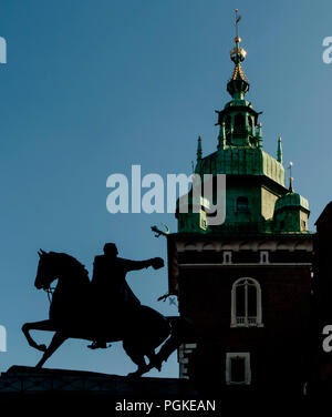 Détail de l'Tadeusz Kościuszko Monument, Château du Wawel, Kraków, Pologne Banque D'Images