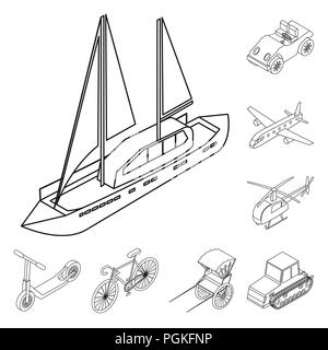 Différents types d'icônes de définir les grandes lignes de transport pour collection design. Location de bateau et symbole vecteur illustration isométrique stock. Illustration de Vecteur