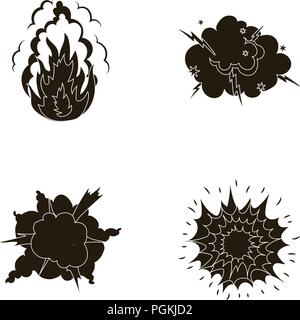 Atom,Black,collection,nuage,explosions,débris inflammables,flamme,carburant,gaz,bougies,chaud,l'hydrogène,,icône,illustration,la foudre,isolé,logo,nucléaire,mine,set,signer,soufre,web,symbole vecteur vecteurs vecteur, , Illustration de Vecteur