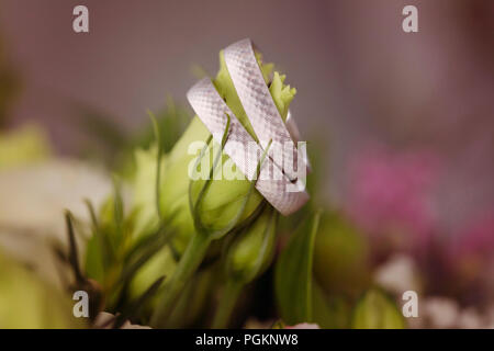 L'or blanc bagues de mariage fleur de mariage sur Banque D'Images