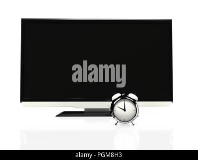LED TV et réveil sur fond blanc. Le rendu 3D Banque D'Images