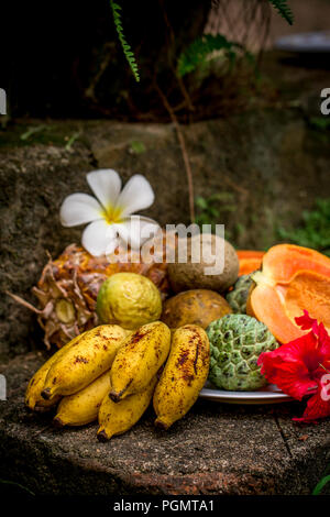 Variété de fruits exotiques still life Banque D'Images