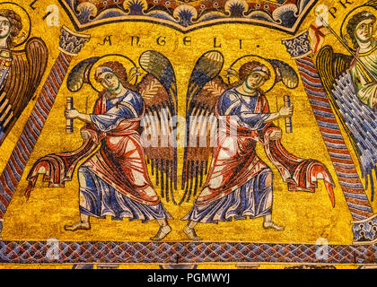 Anges Bible Bapistry Dôme en mosaïque de la Cathédrale de Saint John Church Florence Italie. Bapistry créé 1050 à 1150, de mosaïques par Frère Jacobus en 1200. Banque D'Images