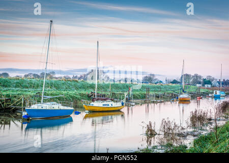 bateaux amarrés dans l'estuaire dans le lincolnshire Banque D'Images