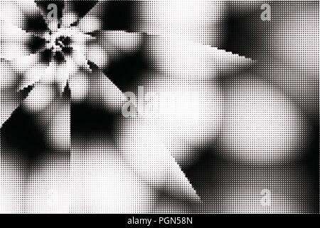 Arrière-plan de demi-teinte monochrome spirale stylisée points vecteur fleur Illustration de Vecteur