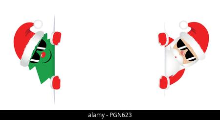 Cool ok computer sapin et père Noël avec des bonnets rouges et des lunettes vector illustration EPS10 Illustration de Vecteur