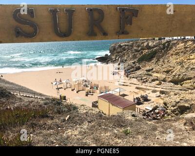 Plage de surf Guincho au Portugal Lisbonne Banque D'Images