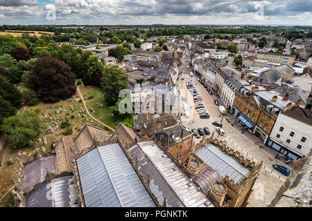 La vue depuis la Tour de Saint Jean l'Église Babtist, Cirencester, England Banque D'Images